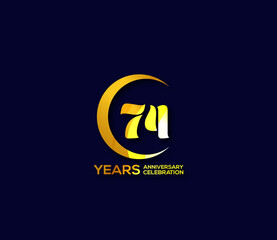 74 years anniversary celebration logotype with modern gold Mix color Circle logo Design Concept