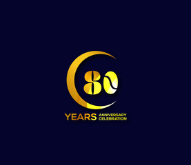 80 years anniversary celebration logotype with modern gold Mix color Circle logo Design Concept