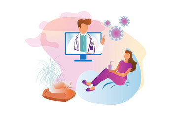 illustration of a person watch news about pandemic