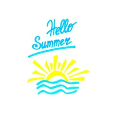 Illustration of the sun with hand lettering. Template for postcards and flyers