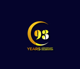 93 years anniversary celebration logotype with modern gold Mix color Circle logo Design Concept