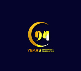 94 years anniversary celebration logotype with modern gold Mix color Circle logo Design Concept