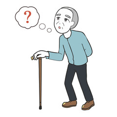 物忘れ　杖　高齢男性