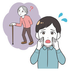 認知症の母を探す　男性