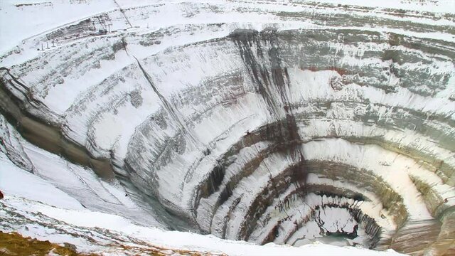 Big Diamond mine  Mirny in Siberia, Russia. Crater in Siberia. Giant hole
