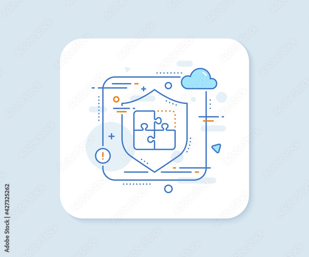 Poster puzzle line icon. abstract vector button. engineering strategy sign. puzzle line icon. protect shiel