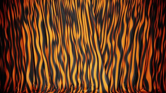 Realistic 3D animation of the curved vertical stripes pattern curtain rendered in UHD with alpha matte