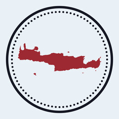 Crete round stamp. Round logo with island map and title. Stylish minimal Crete badge with map. Vector illustration.