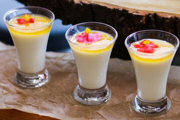 Catering service. Snacks for guests on the table.