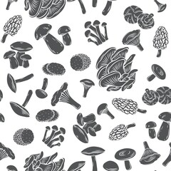 Edible mushrooms seamless pattern