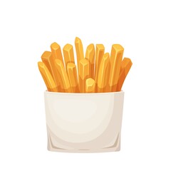 Potatoes french fries in carton package box. Fast food vector illustration