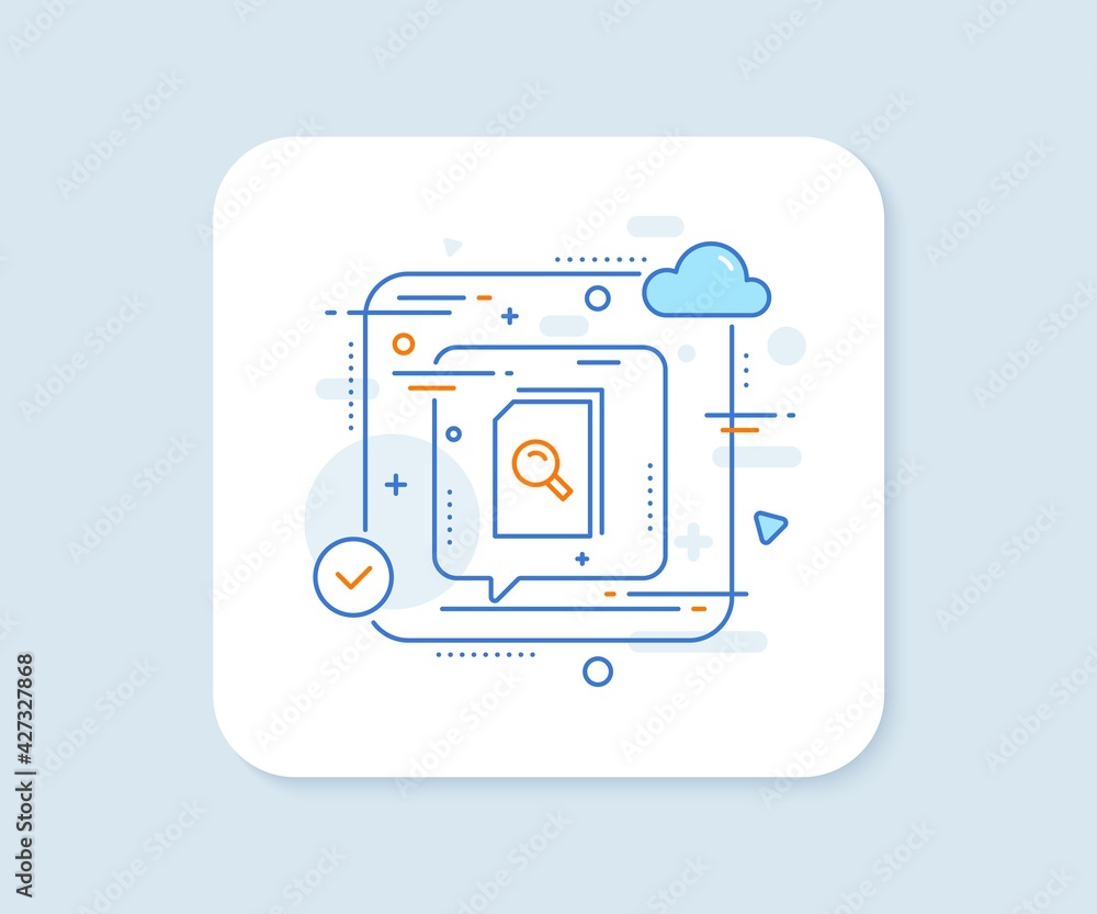 Poster search documents line icon. abstract vector button. file with magnifying glass sign. paper page conc