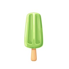 Matcha green tea yogurt pops or ice cream on stick vector illustration