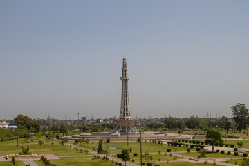 Lahore, Punjab, Pakistan. April 10, 2021. Minar e Pakistan the symbol of independence of Pakistan.