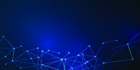 Obraz na płótnie Canvas Abstract futuristic - Molecules technology with polygonal shapes on dark blue background. Illustration Vector design digital technology concept.