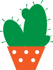 flowerpot with indoor cactus flower. Apartment gardening.