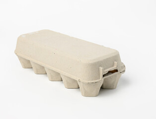 rectangular paper box for eggs on white background