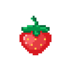 Pixel strawberry illustration. Isolated pixel art strawberry icon vector.