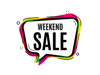 Weekend Sale. Speech bubble vector banner. Special offer price sign. Advertising Discounts symbol. Thought or dialogue speech balloon shape. Weekend sale chat think bubble. Vector