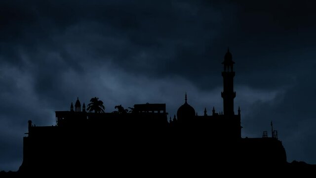 Lightning and Thunderstorm Flash Over The Haji Ali Dargah Mosque in Mumbai, India