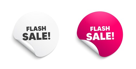 Flash Sale. Round sticker with offer message. Special offer price sign. Advertising Discounts symbol. Circle sticker mockup banner. Flash sale badge shape. Adhesive offer paper banner. Vector