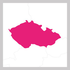 Map of Czech Republic pink highlighted with neighbor countries