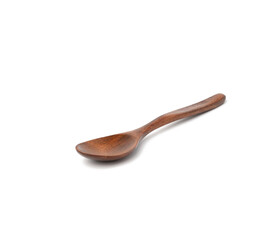 empty wooden brown new vintage spoon with handle isolated on white background