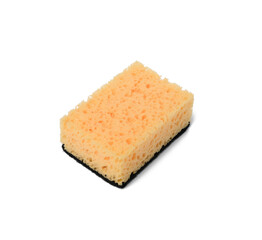 new yellow dishwashing sponge isolated on white background