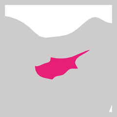 Obraz premium Map of Cyprus pink highlighted with neighbor countries