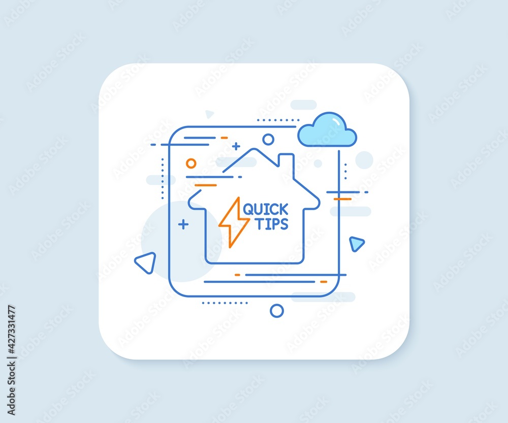Poster quick tips line icon. abstract vector button. helpful tricks sign. tutorials with lightning or energ