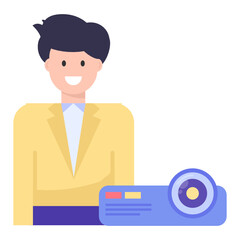 
Project with avatar, concept of presenter icon

