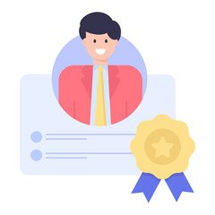
A user’s achievement certificate flat character vector 

