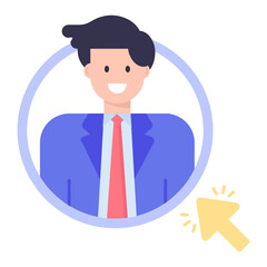 
An icon of click profile in flat character design 

