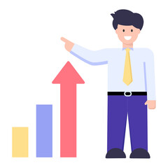 
Employees with upward arrow depicting team growth icon

