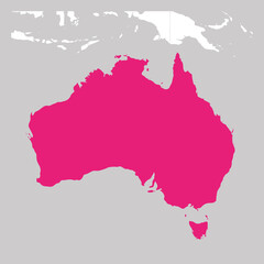 Obraz premium Map of Australia pink highlighted with neighbor countries
