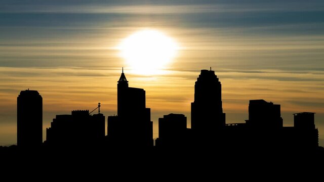 Raleigh Skyline, Time Lapse at Sunset, North Carolina, USA