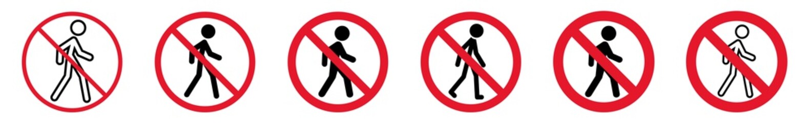 Prohibition Sign Walking Pedestrian Person Forbidden Icon Set | Man Human Walk Prohibition Signs Prohibited Vector Illustration |  Prohibition Sign Isolated