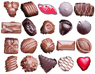 chocolate candies isolated