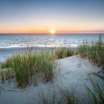Beautiful dune beach at sunset