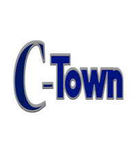 C town for towns and cities starting with the initial C.  Short nickname for many towns.  Great for C town sports, events and festivals in this graphic.