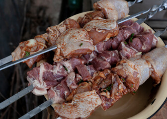 juicy meat grilled on a barbecue with a fragrant smoke