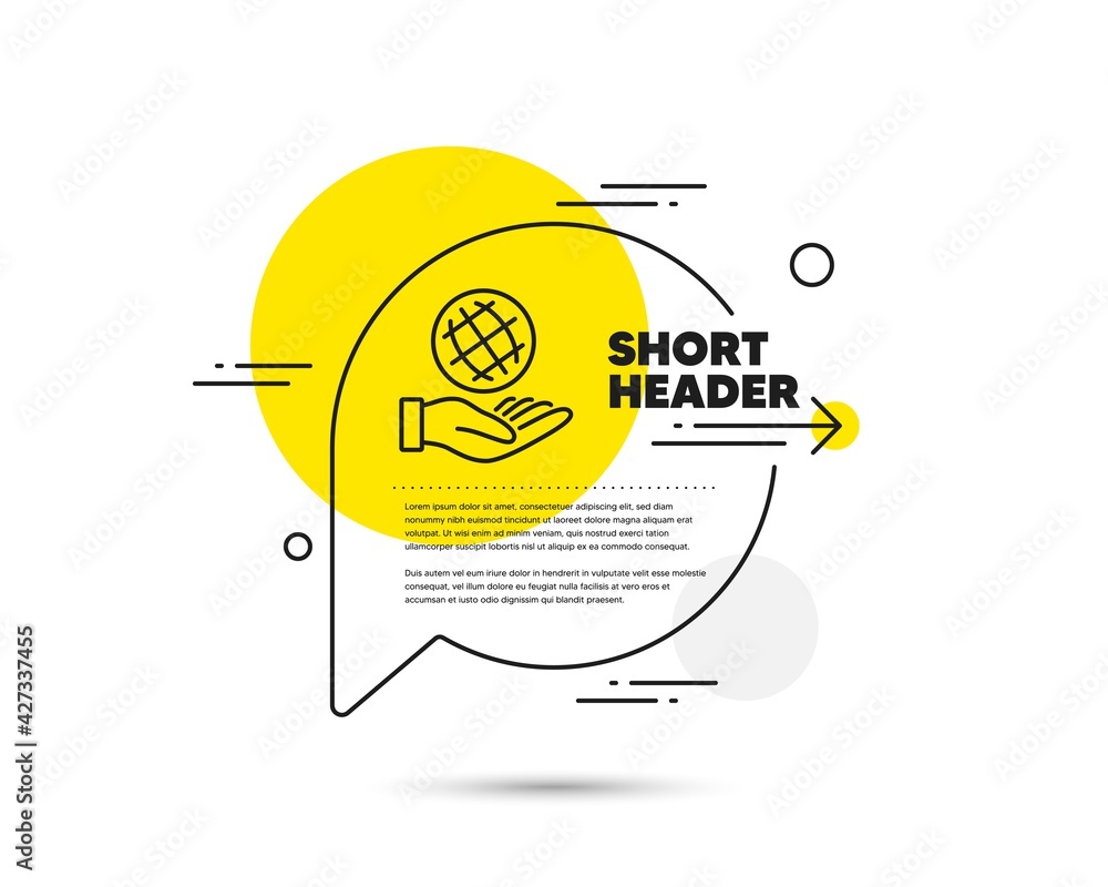 Poster safe planet line icon. speech bubble vector concept. world sign. ecology symbol. safe planet line ic