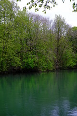 Obraz premium A view of the Marne river in the east of Paris. At le Perreux sur Marne city, the 12th April 2021.