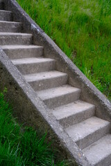 A close-up on stairs along the marne river. Le Perreux sur-Marne, France.