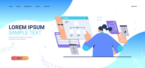 businesswoman planning schedule online organizer calendar project plan information board organization