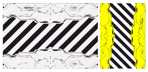 Cyberpunk futuristic poster. Abstract digital technology UI, UX Futuristic HUD, FUI, Virtual Interface. Tech Abstract poster template with HUD elements.  Vector