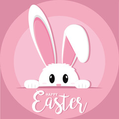 Fototapeta premium Cute bunny cartoon. Happy easter poster - Vector illustration