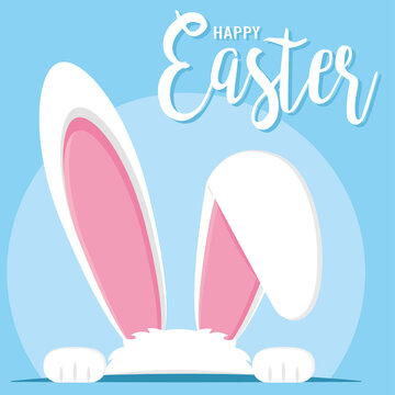 Bunny ears. Happy easter poster - Vector illustration