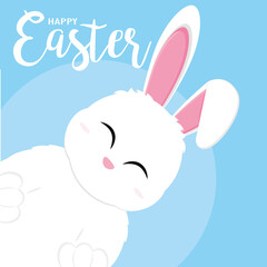 Obraz premium Cute bunny cartoon. Happy easter poster - Vector illustration