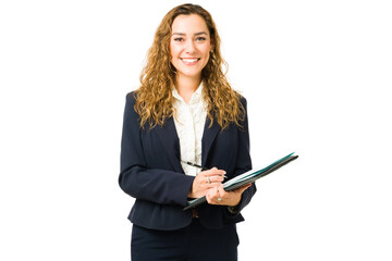 Hispanic young woman working as professional lawyer